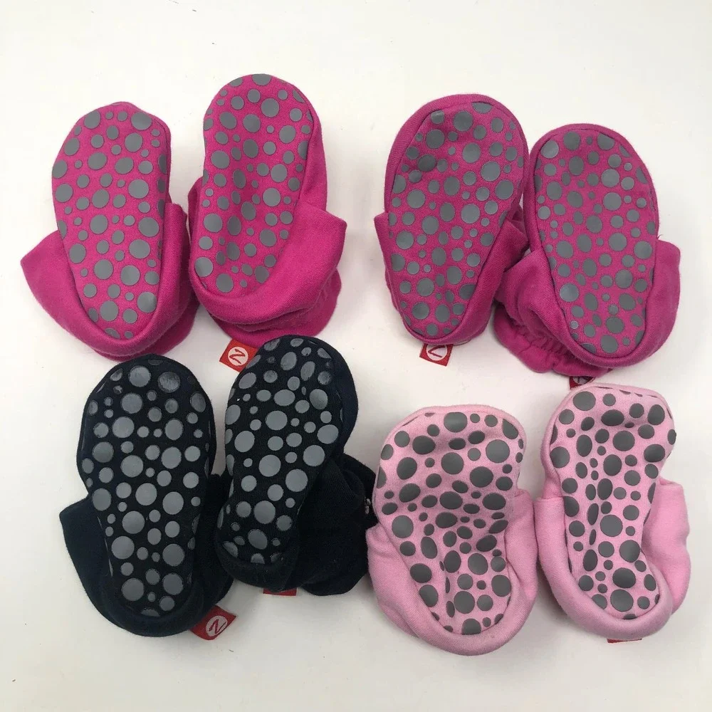 Zutano Booties Lot 11 Pairs 6M Baby Girls Multicolor Fleece Cotton Snap Stay-On